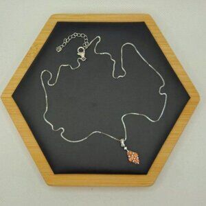 Mandarin Garnet Sterling‎ Silver Pendant with Chain